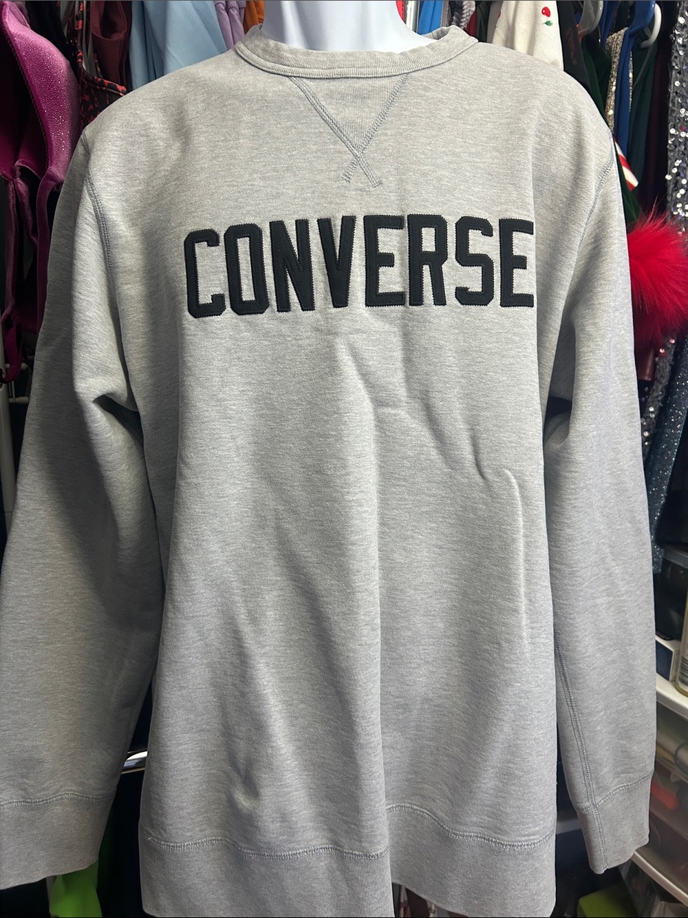 Converse Light Gray Crewneck Sweatshirt with Black Logo